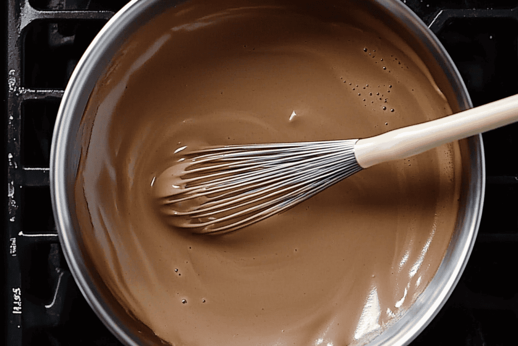 a whisk in a pot of liquid