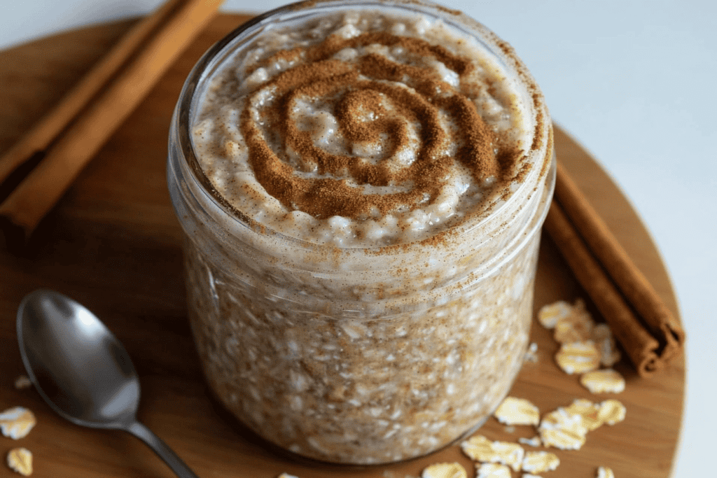 Cinnamon roll overnight oats recipe