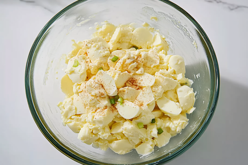 Place chopped eggs in a bowl stir in mayonnaise 74e87373 0997 4e31 8454 191ad7e4a57a